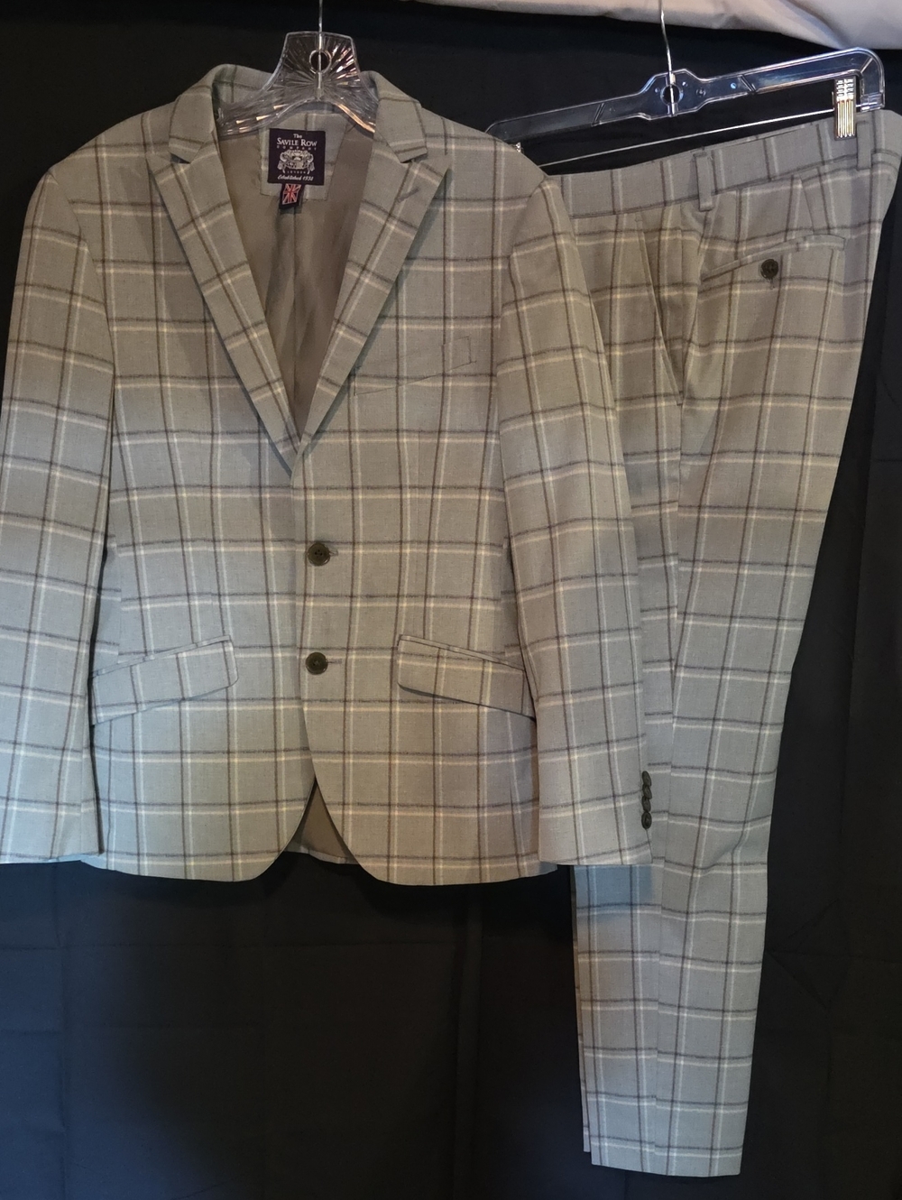 Savile Row Light Gray Plaid Two-Piece Suit